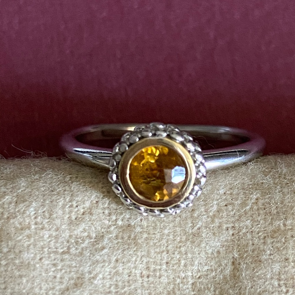 Sterling silver citrine ring with 18k gold accent